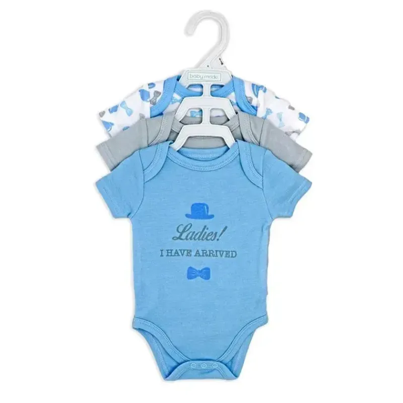 Rose Textiles Clothing Gift Set|Baby Sleepwear*- Boy's 3 Pack Bodysuit Set, Gentleman