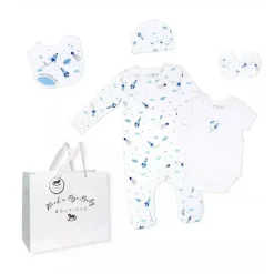 Rose Textiles Clothing Gift Set|Baby Sets*- Boys 5 Piece Mesh Bag Set, Rocket