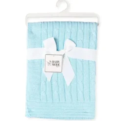 Rose Textiles Blankets & Quilts*- Cable Knit Blanket, Blue