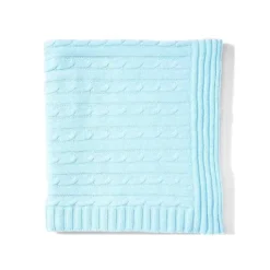 Rose Textiles Blankets & Quilts*- Cable Knit Blanket, Blue