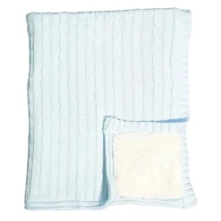 Rose Textiles Blankets & Quilts*- Cable Knit Sherpa Blanket, Blue