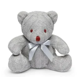 Rose Textiles Plush & Stuffed Animals*- Cable Knit Bear, Grey