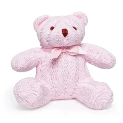 Rose Textiles Plush & Stuffed Animals*- Cable Knit Bear, Pink