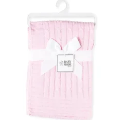 Rose Textiles Blankets & Quilts*- Cable Knit Blanket, Pink