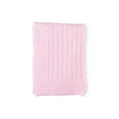 Rose Textiles Blankets & Quilts*- Cable Knit Blanket, Pink