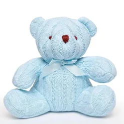 Rose Textiles Plush & Stuffed Animals*- Cable Knit Bear Plush, Blue