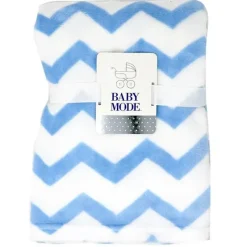 Rose Textiles Blankets & Quilts*- Coral Fleece Blanket, Blue & White Chevron