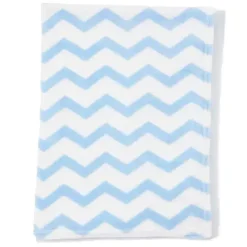 Rose Textiles Blankets & Quilts*- Coral Fleece Blanket, Blue & White Chevron