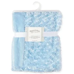 Rose Textiles Blankets & Quilts*- Curly Plush Blanket, Blue