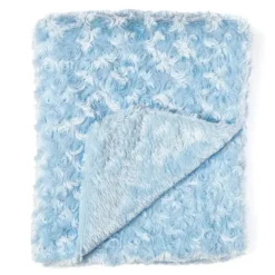Rose Textiles Blankets & Quilts*- Curly Plush Blanket, Blue