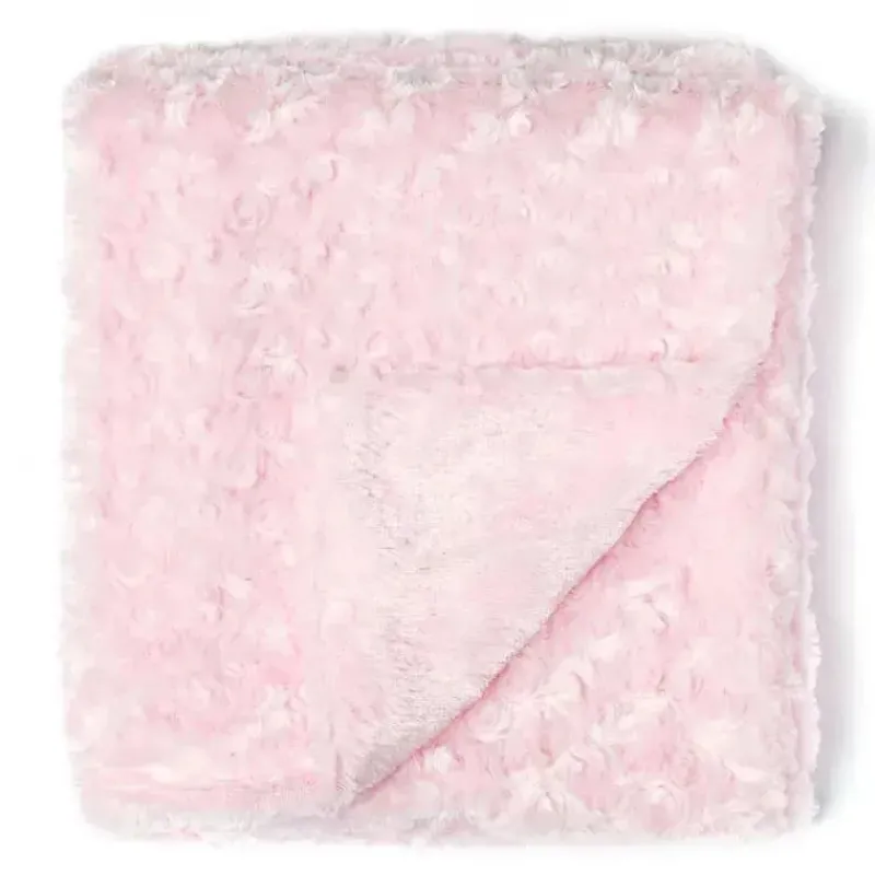 Rose Textiles Blankets & Quilts*- Curly Plush Blanket, Pink