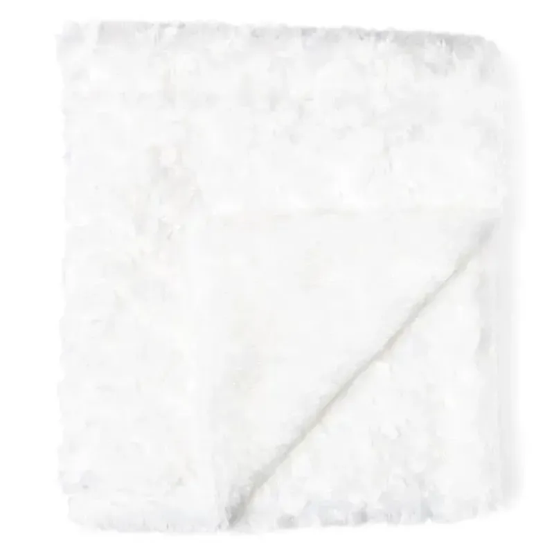 Rose Textiles Blankets & Quilts*- Curly Plush Blanket, White