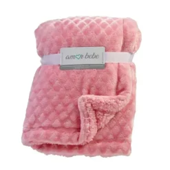 Rose Textiles Blankets & Quilts*- Diamond Sherpa Baby Blanket, Pink