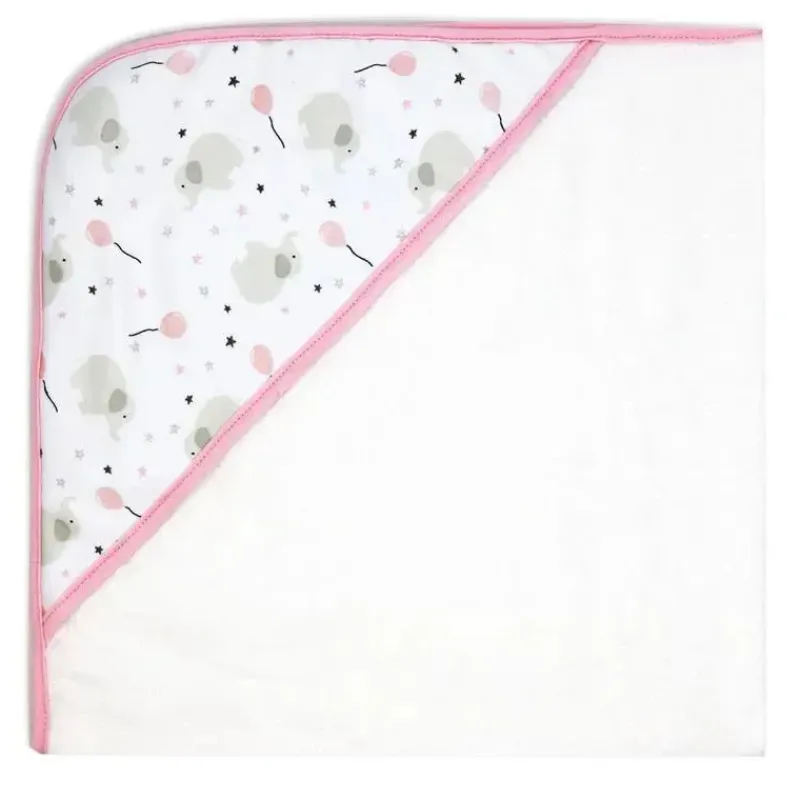 Rose Textiles Baby Bath Towels*- Elephant Hooded Towel, Pink