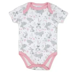 Rose Textiles Baby Onesies & Bodysuits*- Girl's 3 Pack Bodysuit Set, Bunnies