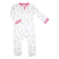 Rose Textiles Baby Sleepwear*- Girls Interlock Coveral, Bunnies