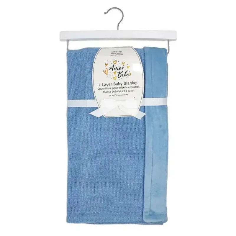 Rose Textiles Blankets & Quilts*- Knit Mink Blue Blanket
