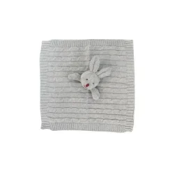 Rose Textiles Blankets & Quilts*- Knit Security Blanket, Bunny Grey