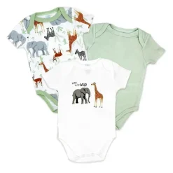Rose Textiles Clothing Gift Set|Baby Onesies & Bodysuits*- Neutral 3 Pack Bodysuit Set, Safari