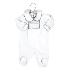 Rose Textiles Baby One-Pieces*- Neutral Velour Coverall, Smocking