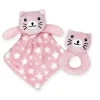 Rose Textiles Lovies, Security Blankets & Blankies*- Nunu With Ring Rattle, Pink Kitty