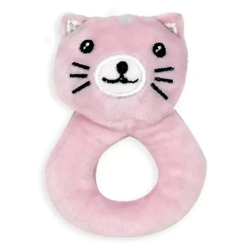 Rose Textiles Lovies, Security Blankets & Blankies*- Nunu With Ring Rattle, Pink Kitty