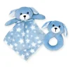 Rose Textiles Lovies, Security Blankets & Blankies*- Nunu With Ring Rattle, Blue Dog
