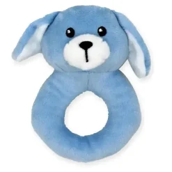 Rose Textiles Lovies, Security Blankets & Blankies*- Nunu With Ring Rattle, Blue Dog