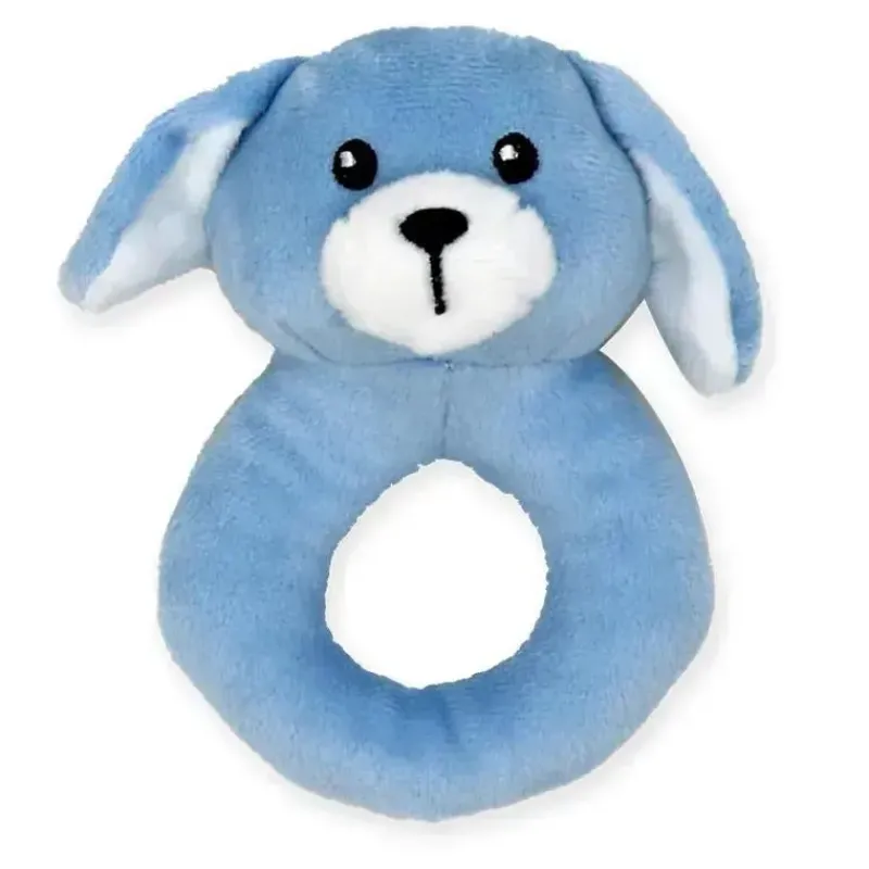 Rose Textiles Lovies, Security Blankets & Blankies*- Nunu With Ring Rattle, Blue Dog