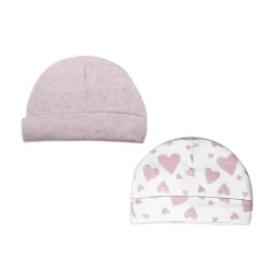 Rose Textiles Baby Hats*- 2-Pack Hat, Heather Pink
