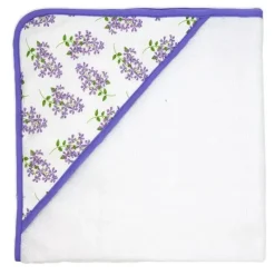 Rose Textiles Baby Bath Towels*- 8Pc Bath Set - 5 Hooded Towels W/ 3 Washcloths, Purple Floral
