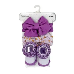 Rose Textiles Baby Gloves & Socks*- 3pc Headband & Sock Set, Lilac Floral