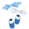 Rose Textiles Baby Hair Accessories*- 3 Pc Socks And Bowties Set, Blue Stars