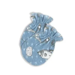 Rose Textiles Baby Hats*- 3-Piece Cap And Scratch Mitten Set, Blue Space