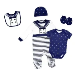 Rose Textiles Baby Sets*- 5Pk Baby Boy Sailor Set In A Mesh Bag