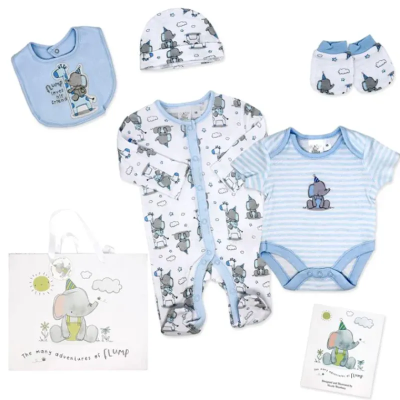 Rose Textiles Baby Sets*- 6Pk Baby Boy Gift Set, Flump The Elephant Blue