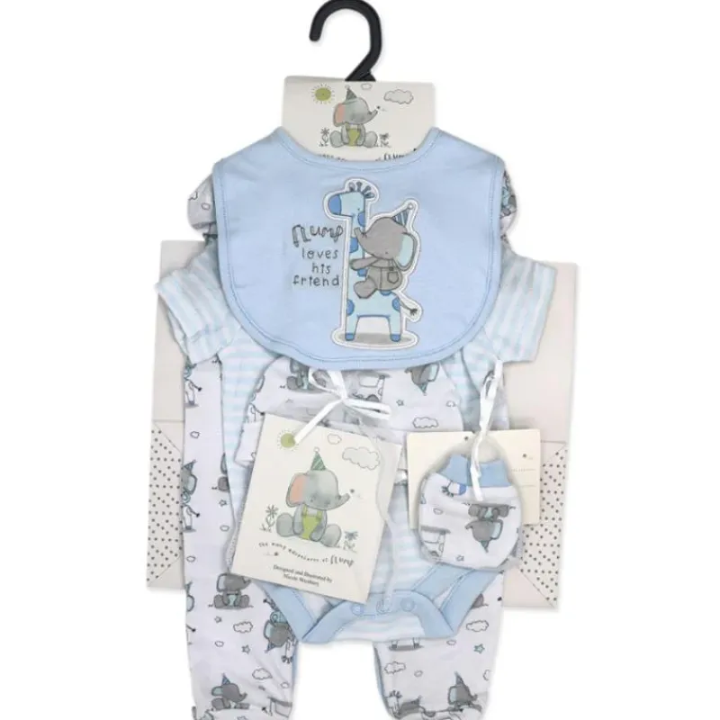 Rose Textiles Baby Sets*- 6Pk Baby Boy Gift Set, Flump The Elephant Blue