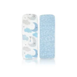 Rose Textiles Swaddles & Wearable Blankets*- 2Pk Baby Boy Muslin Swaddle Blankets, Blue Star/Wave