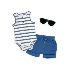 Rose Textiles Baby Sets*- 3Pk Baby Boy Sunglasses Set, Navy Striped