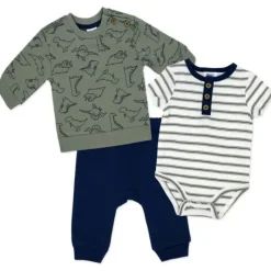 Rose Textiles Baby Sets*- 3Pk Baby Boys French Terry Set, Dinosaur