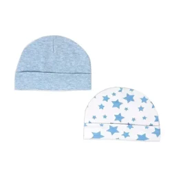 Rose Textiles Baby Hats*- 2Pk Baby Boy Heather Blue Hat