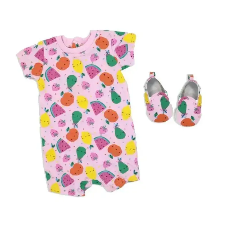 Rose Textiles Baby Sets*- 2Pk Baby Girl Romper & Shoe Set, Fruits