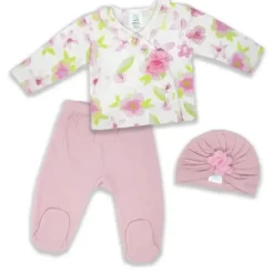 Rose Textiles Baby Sets*- 3Pk Baby Girl Layette Set, Pretty Pink Floral