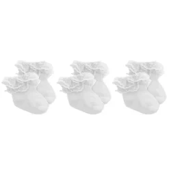 Rose Textiles Baby Gloves & Socks*- 3Pk Baby Girl Lace Trim Cuff Socks, White