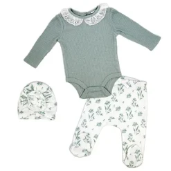 Rose Textiles Take Me Home Outfits|Baby Sets*- 3Pk Baby Girls Take Me Home Set, Blue Floral