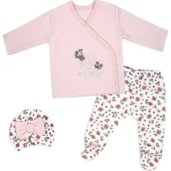 Rose Textiles Baby Sets*- 3Pk Baby Girl Quilted Take Me Home, Itty Bitty So Pretty Pink