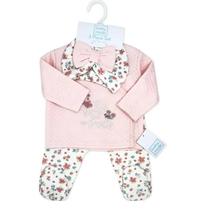 Rose Textiles Baby Sets*- 3Pk Baby Girl Quilted Take Me Home, Itty Bitty So Pretty Pink