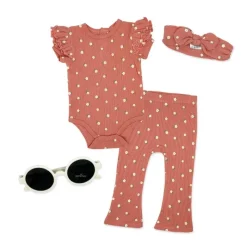 Rose Textiles Baby Sets*- 4Pk Baby Girl Pant Set, Coral Floral