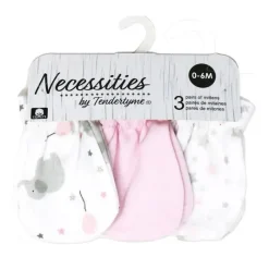 Rose Textiles Baby Gloves & Socks*- 3Pk Baby Girl Pink Elephant Mitt