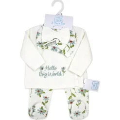 Rose Textiles Baby Sets*- 3Pk Baby Girl Quilted Take Me Home Set, Hello Big World